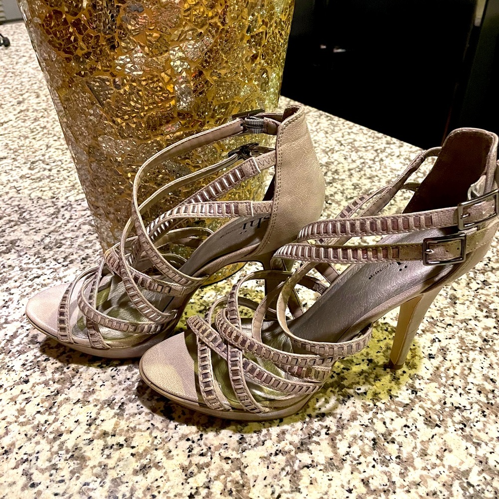 Tan w/Silver accents Strappy Sandal